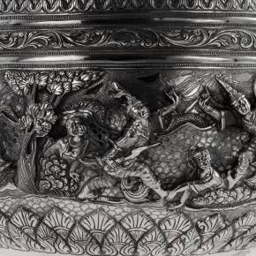 Бирманская чеканая серебряная чаша Thabeik, XIX века.
