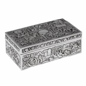 Antique Chinese export silver box from the 19th century.