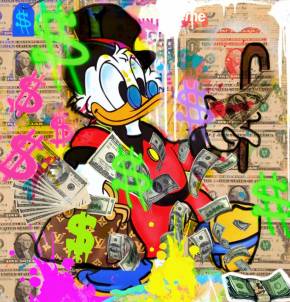 Felix von Altersheim. Scrooge McDuck. Favorite banknote. Neo-Popart. Printing on Plexiglas. 