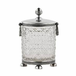 K. Faberge. Crystal ice bucket in silver, neoclassical style. 