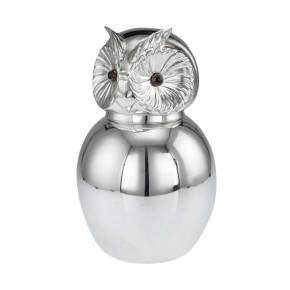 Silver-plated Italian wine cooler in the shape of an owl, mid-20th century. 