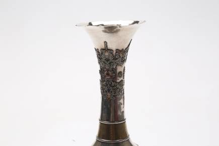 Silver vase with enamel from the Meiji period 1868 - 1912. Japan 