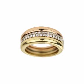 Zelta gredzens ar Cartier Mobilis tricolor dimantiem oriģinālajā korpusā. 