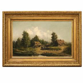 Картина «Сельский пейзаж». Михаил Константинович Клодт (1832-1902).