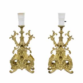 Pair of gilded bronze table lamps. 