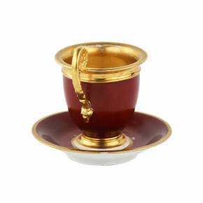 Tasse en porcelaine avec soucoupe. Usine Popov. Russie 1811-33 