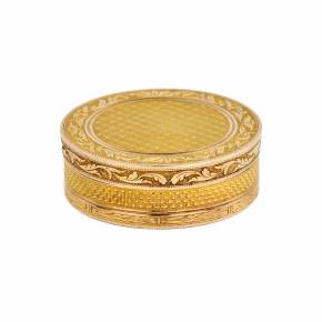Franču, apaļa, zelta snuffbox no 18.-19.gadsimta mijas. 