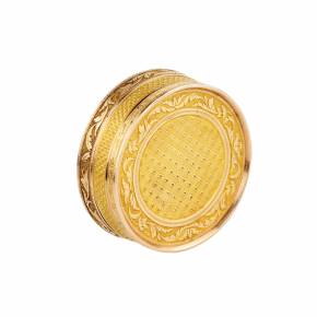 Французская, круглая, золотая табакерка рубежа 18-19 веков.