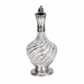 Elegant. glass wine jug in silver. France 19th century. 