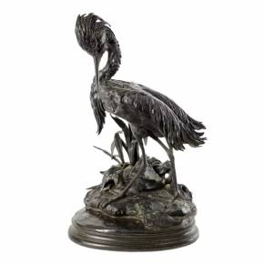 Bronze figure of a Heron. JULES MOIGNIEZ (1835-1894). 