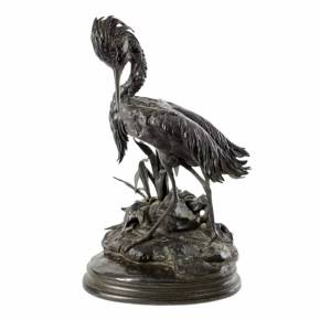 Figure en bronze d`un heron. JULES MOIGNIEZ (1835-1894). 