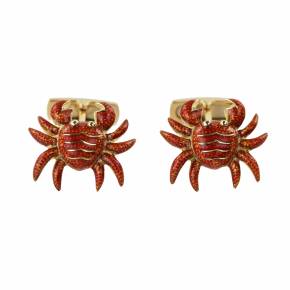 Gold cufflinks with enamel Italian work Crabs. 
