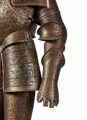 Magnificent knightly armor in niello drawing and engraving. Historicism, 19th century. 
