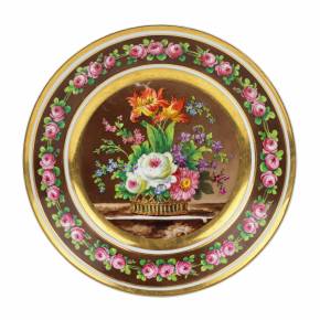 Decorative plate Bouquet. Imperial Porcelain Factory, Russia. 1830s-1840s 