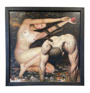 Impression giclée surpeinte sur toile, Adam et Eve. 2023. Par Kartashov Andrey, Russie, 21e siècle. 1 sur 15 Impression teintée. 