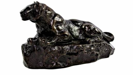 Bronze D’Antoine-Louis BARYE (1795-1875) Panthère De Tunis N°1
