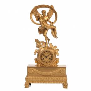 Pendule En Bronze d`époque Restauration Représentant "Eros Et Psyché" 