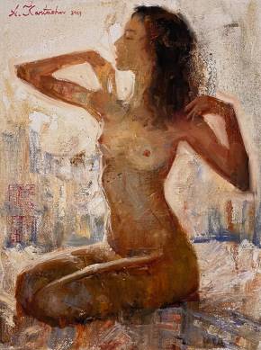 Giclée print on canvas, Morning stretching, 2023, by Kartashov Andrey, Russia, 21st century. 1 of 50 limited prints.