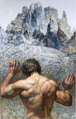 Giclée apdruka uz audekla, Sisyphus., 2023, autors Kartašovs Andrejs, Krievija, 21. gadsimts. 1 no 250 ierobežotas izdrukas. 
