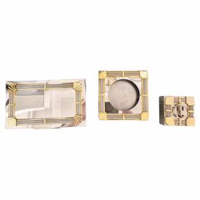 Smoker`s set signed FRED, Force 10 collection, silver gilt metal & stee, 1960