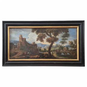 Italian landscape with ruins, Oil on canvas, 19th century