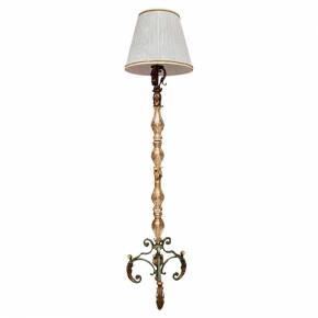 Art Deco Floor Lamp in Wrought Iron and Crystal